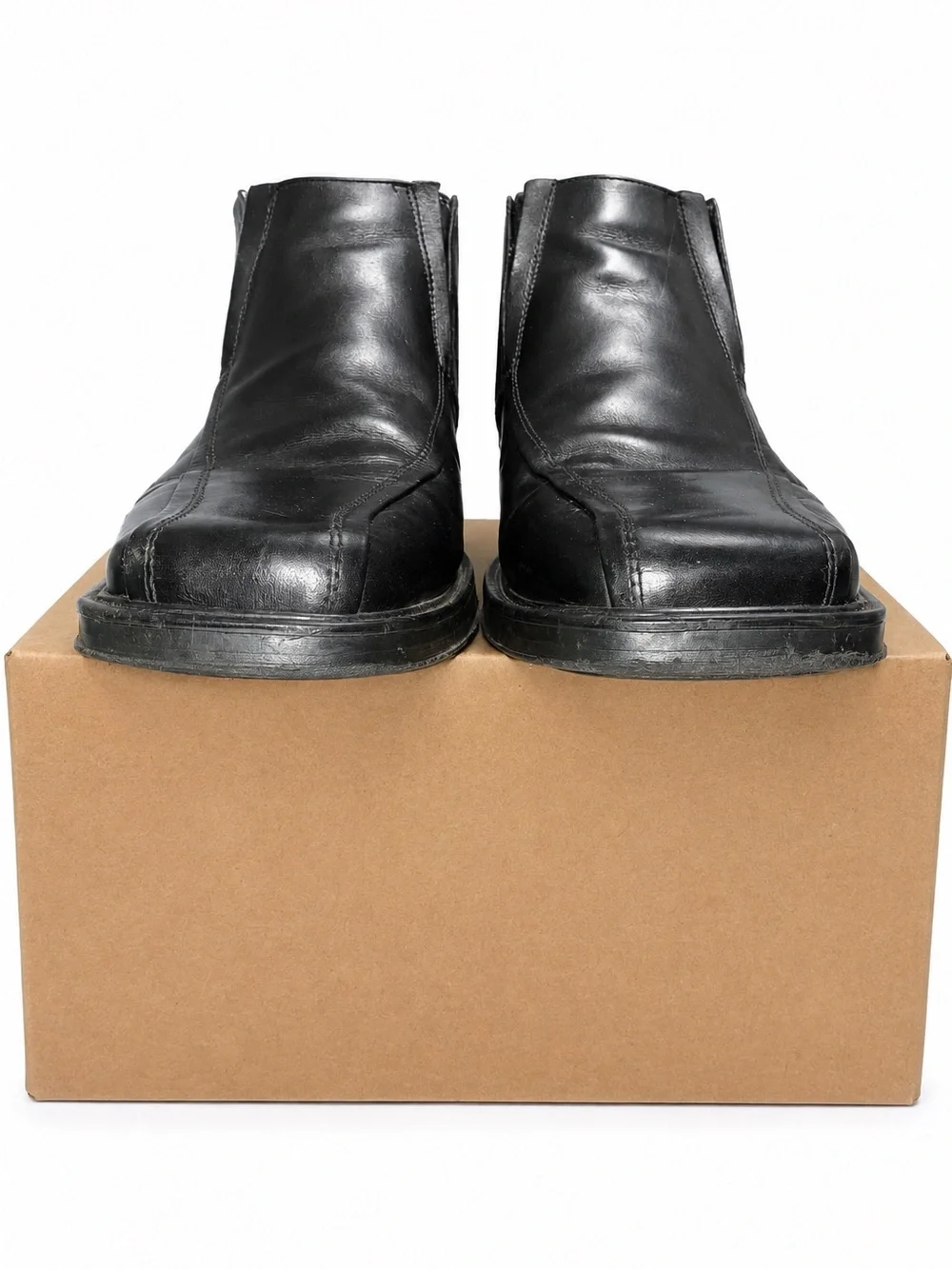 Venturini Black Leather Square Toe Low Boots Made in Italy Men’s Size 12 M